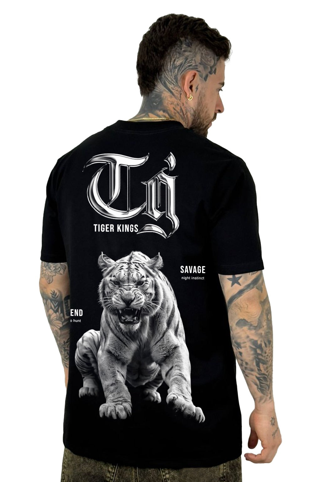 Camiseta Negra Tiger Kings Alto Gramaje