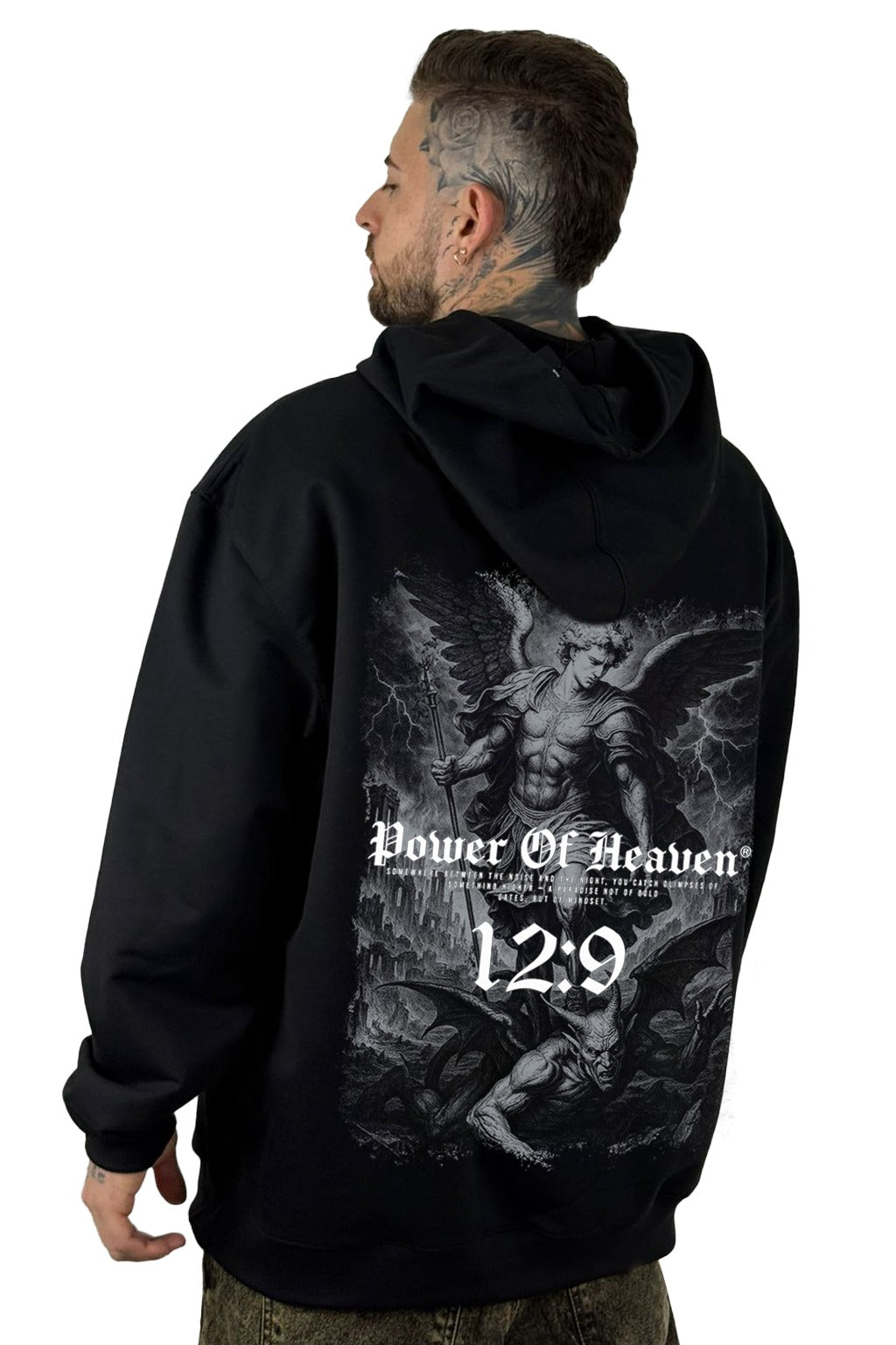 Buzo Capucha Negro Power Of Heaven 12:9
