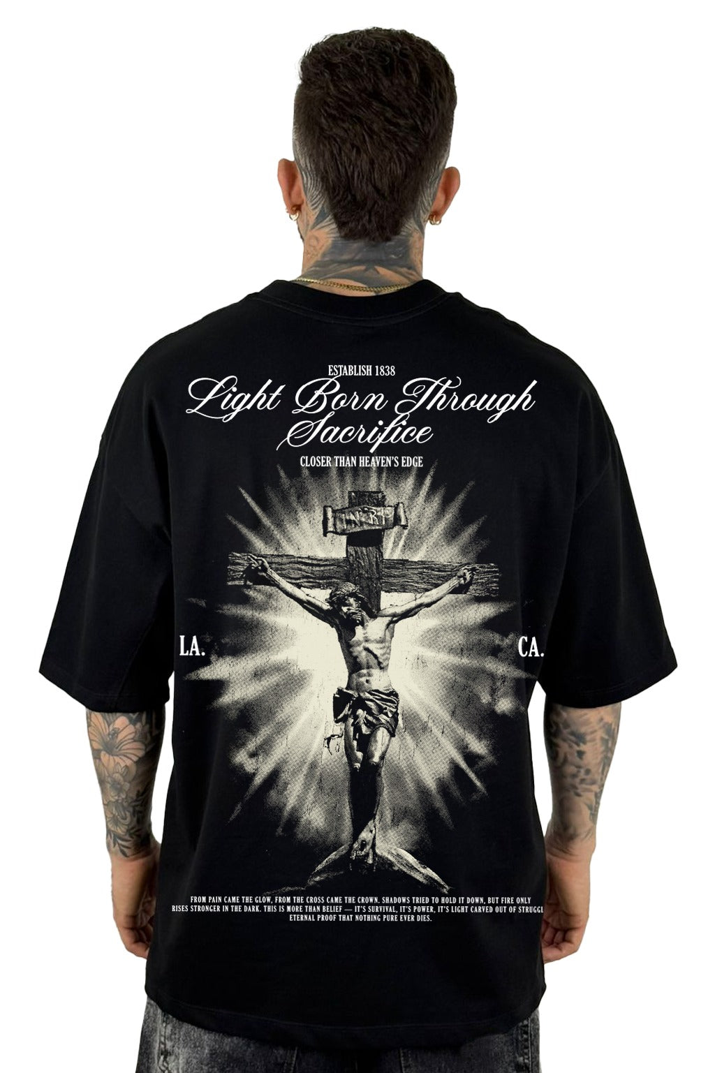 Oversize Negra Light Born Through Sacrifice Alto Gramaje