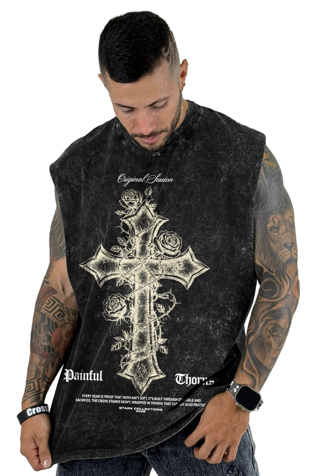 Camisilla Negra Sky Painful Cruz