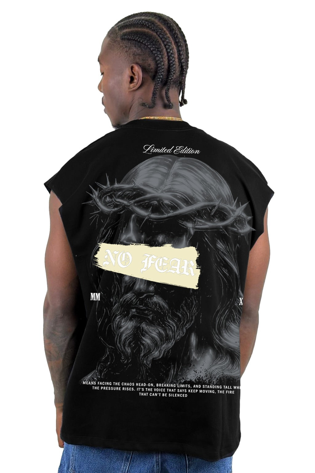 Camisilla Negra No Fear Jesus Alto Gramaje