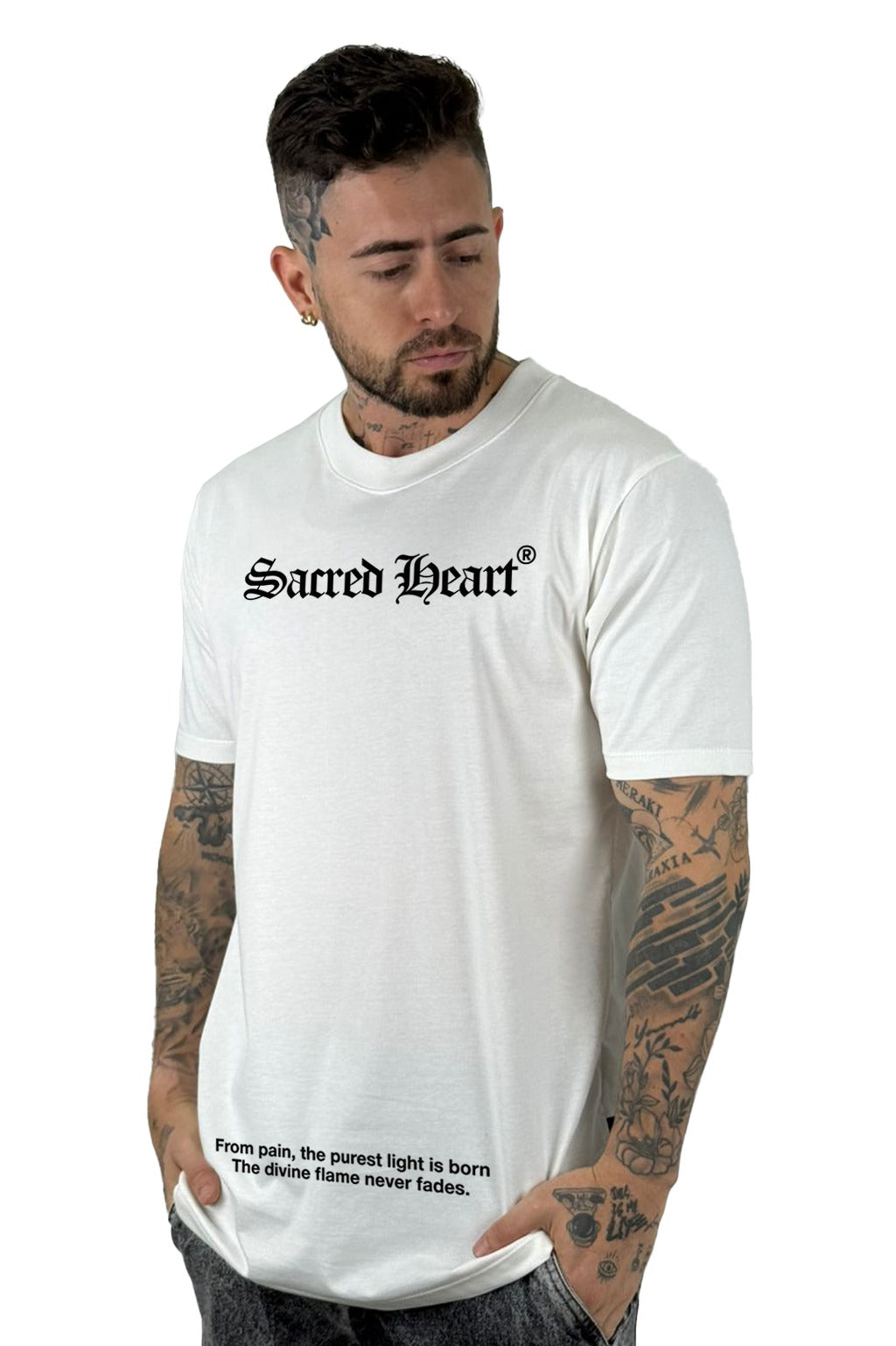 Camiseta Color Crudo Sacred Heart Alto Gramaje