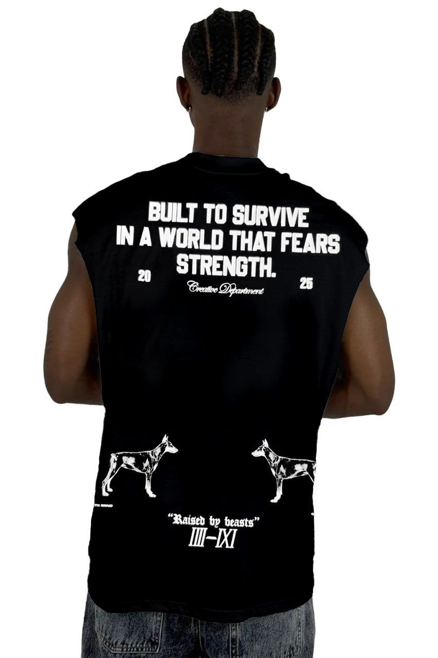 Camisilla Negra Raised By Beast Alto Gramaje