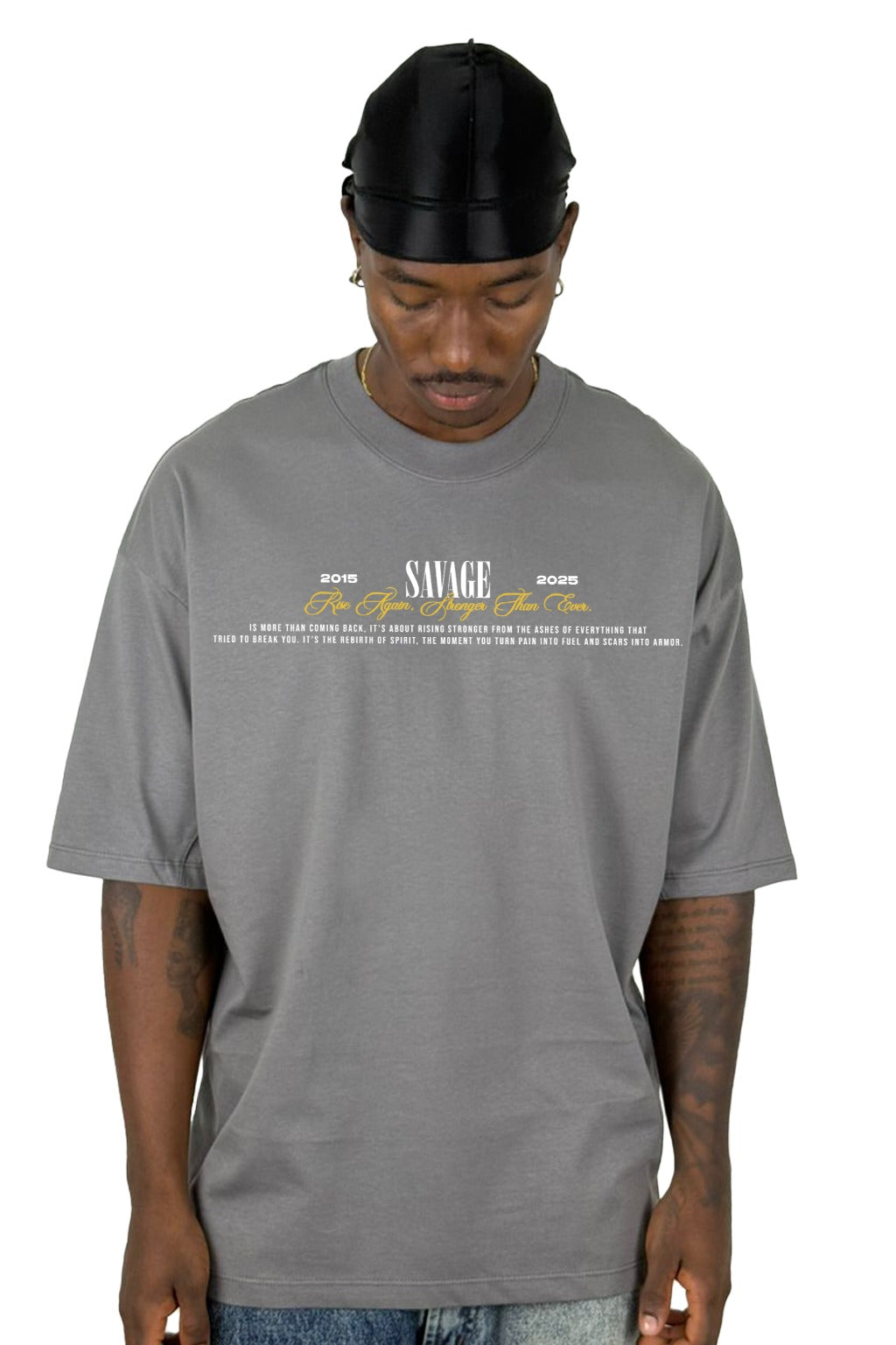 Oversize Gris Savage Lobos Alto Gramaje