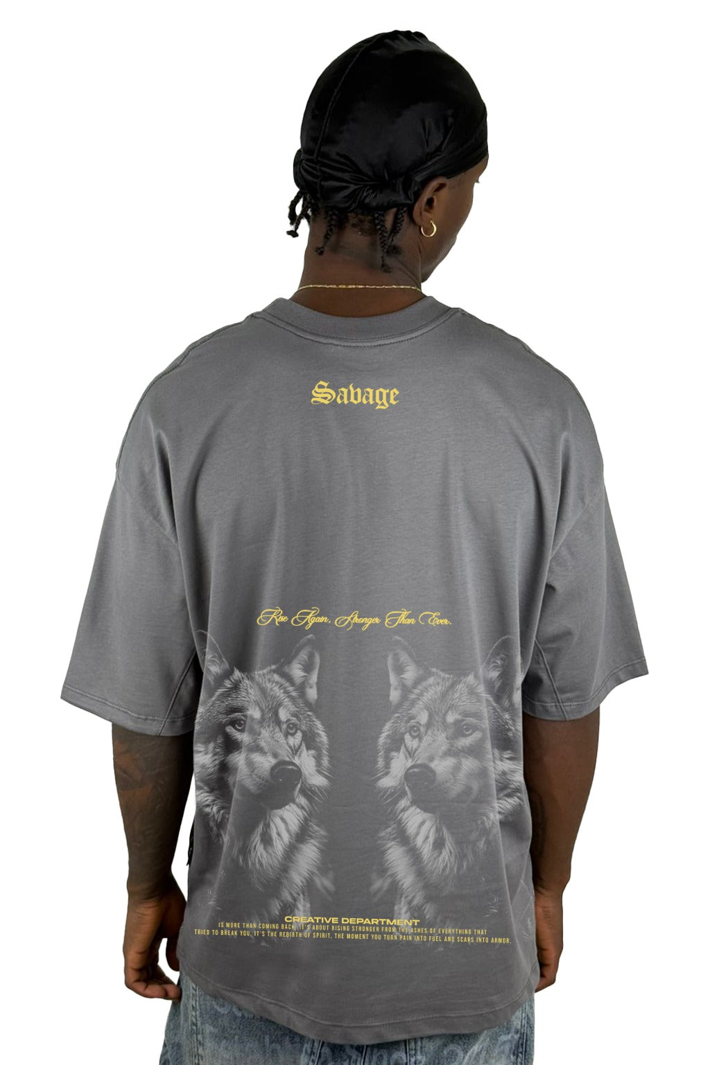 Oversize Gris Savage Lobos Alto Gramaje