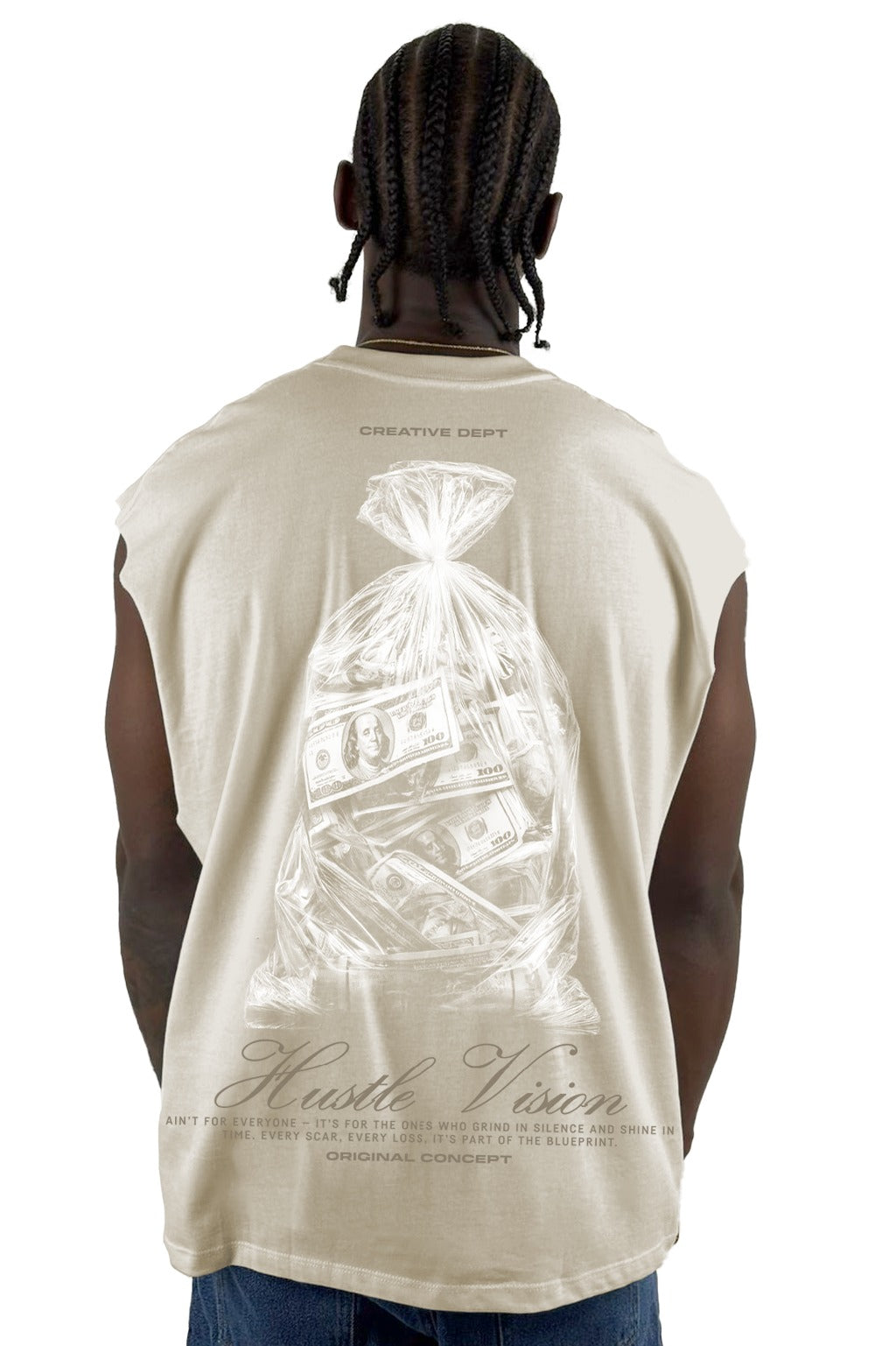 Camisilla beige Hustle Vision alto gramaje