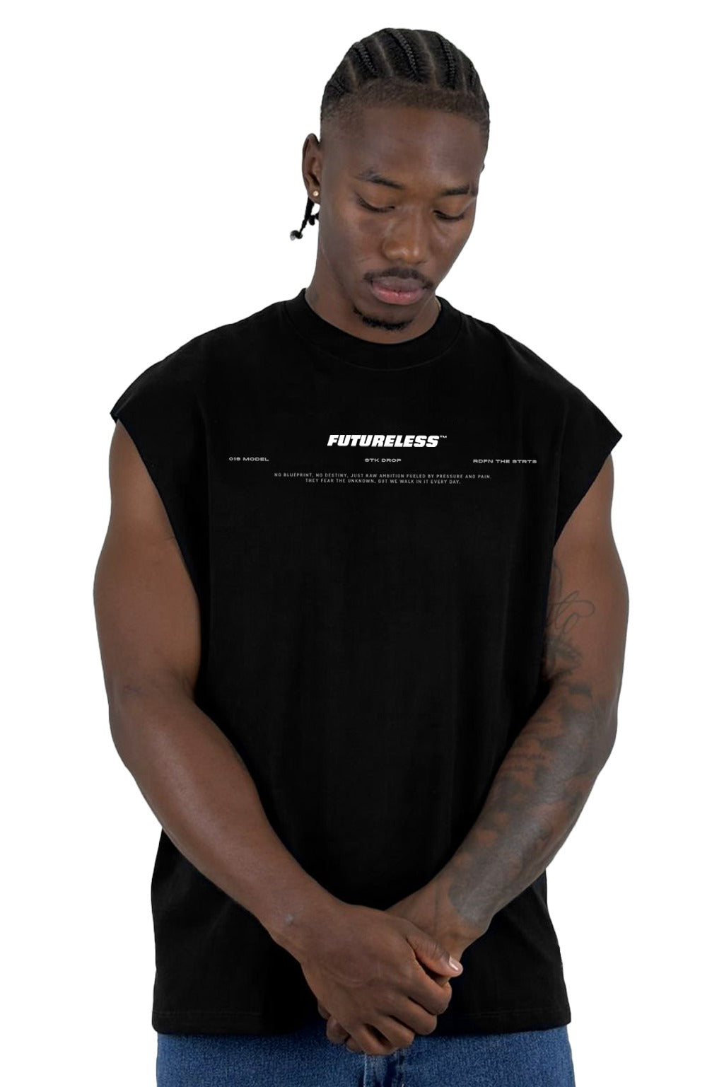 Camisilla Negra Futureless alto gramaje