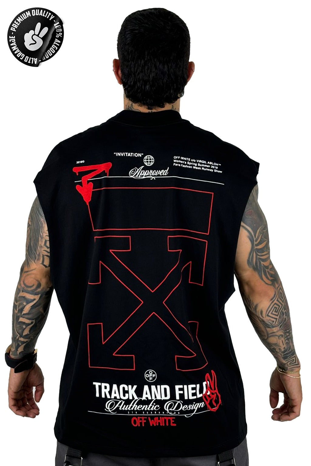 Camisilla Negra Off White Alto Gramaje