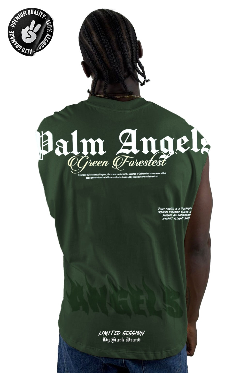 Camisilla Verde Palm Angels Alto Gramaje
