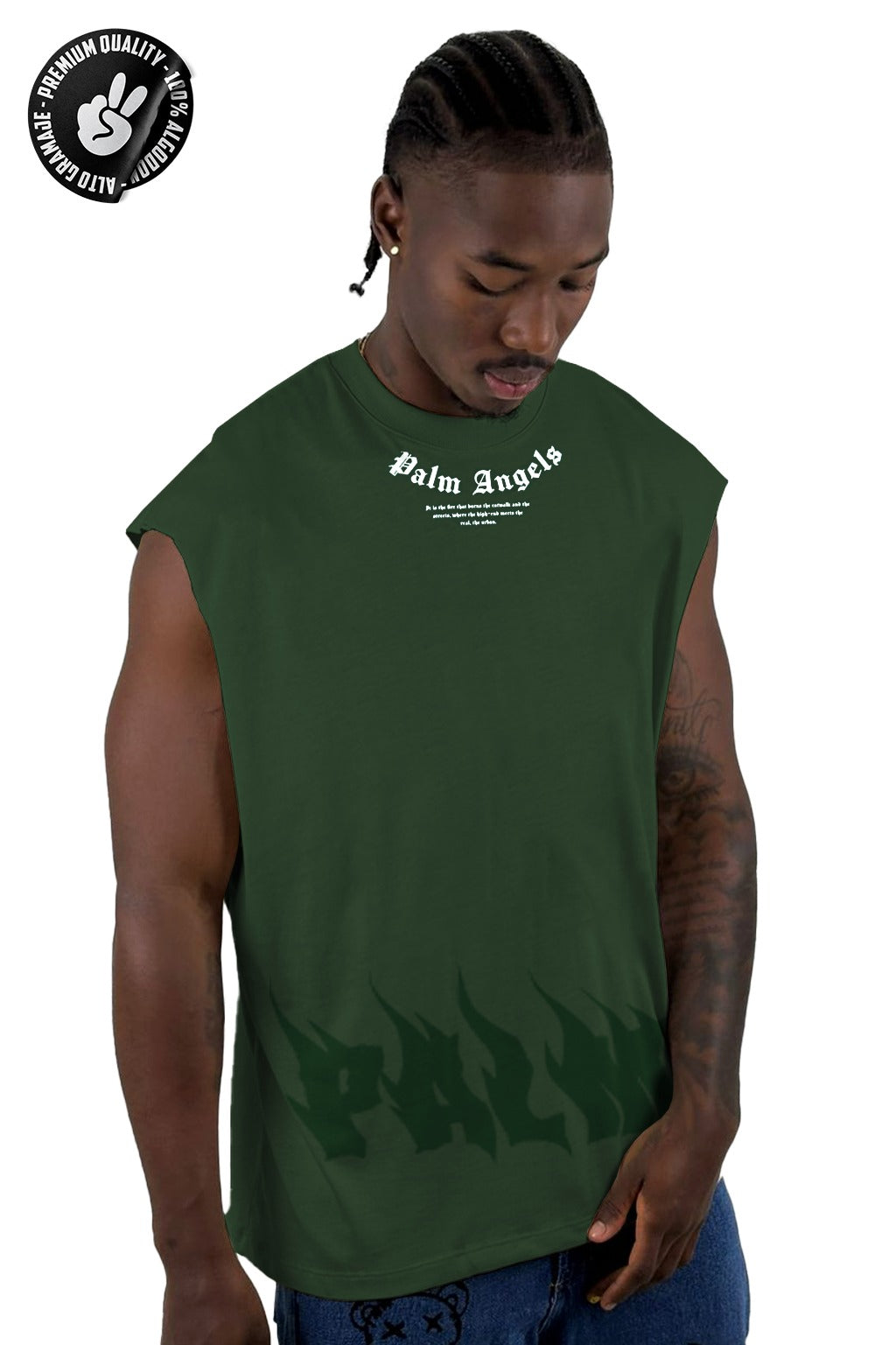 Camisilla Verde Palm Angels Alto Gramaje