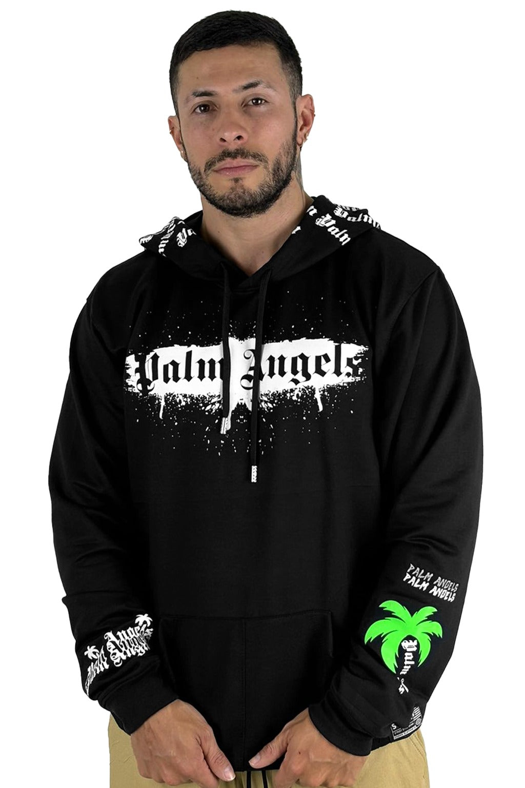 Buzo Capucha Negro Palm Angels Chispeado