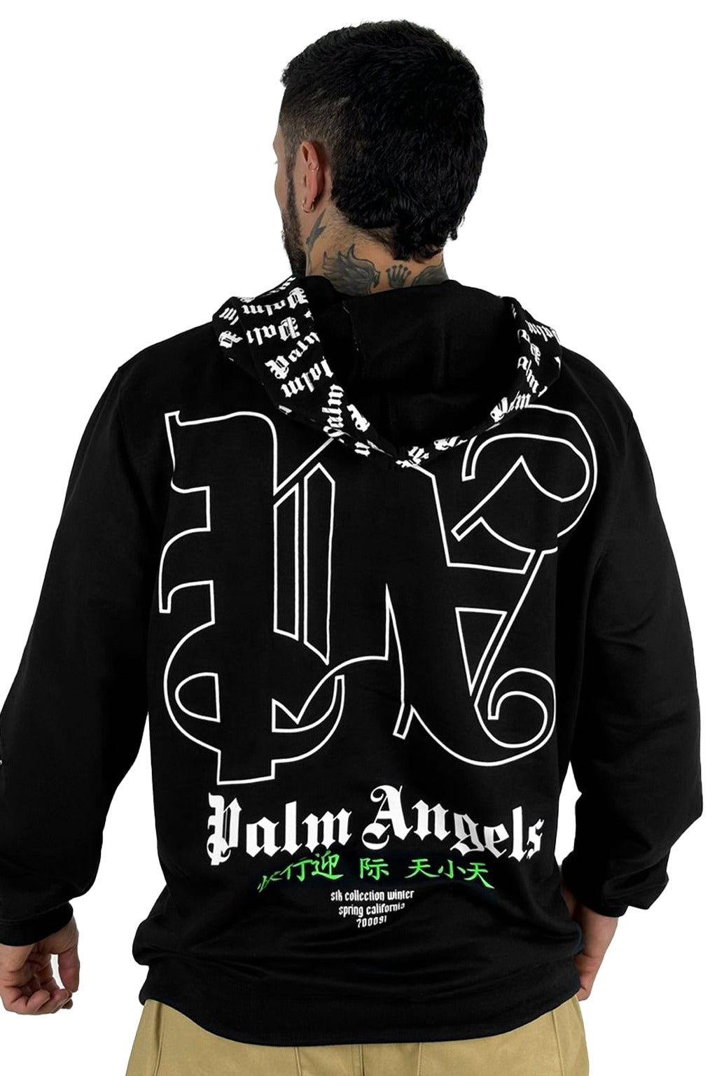 Buzo Capucha Negro Palm Angels Chispeado