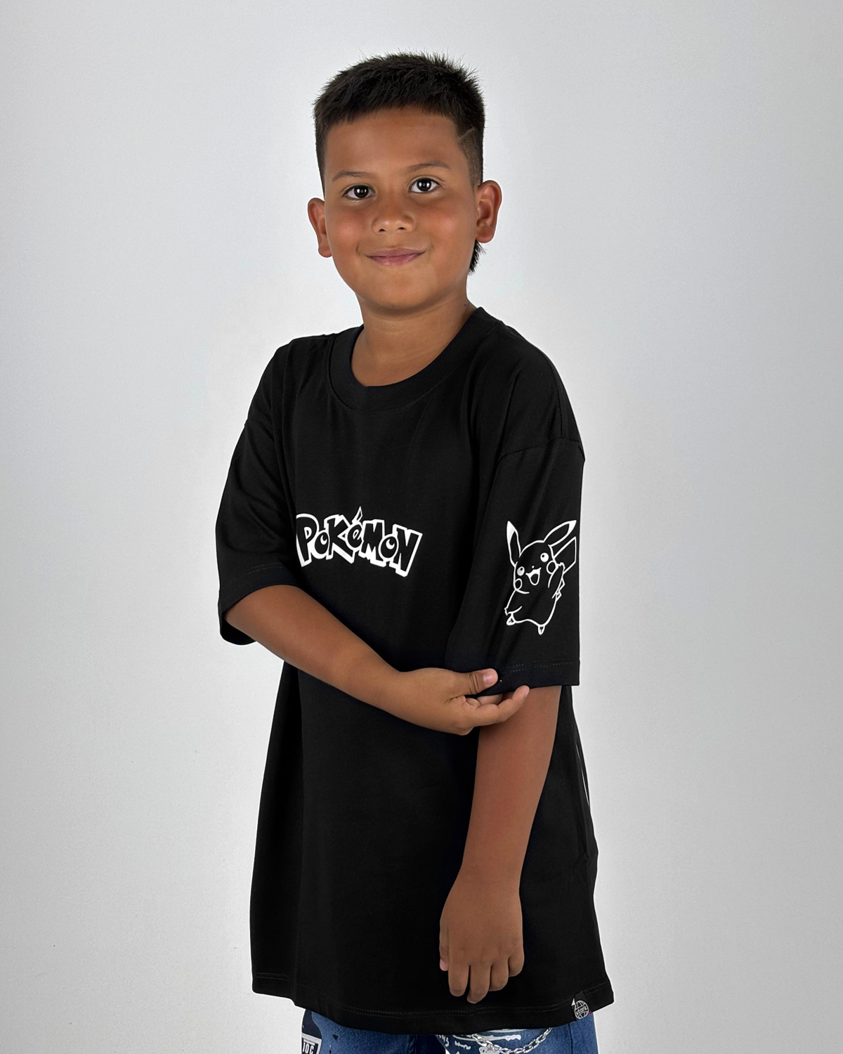 Oversize Negro Niño Pokemon Alto Gramaje