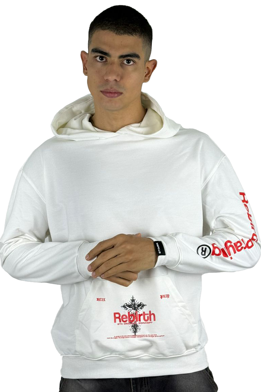 Buzo Capucha Blanco Hueso Rebirth
