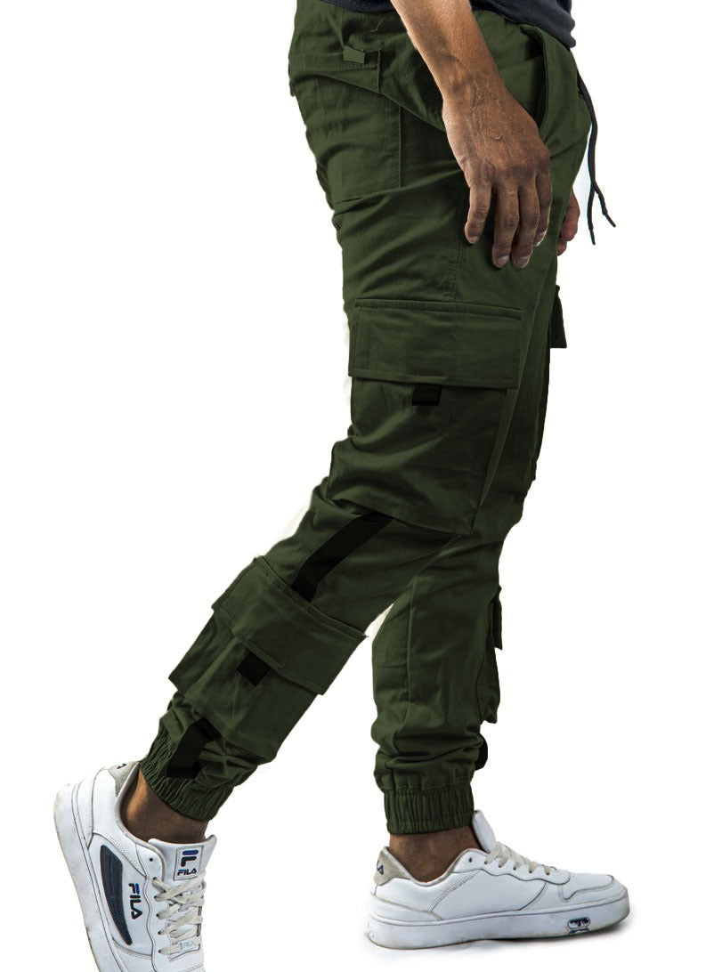 Jogger Verde Militar cargo bolsillos cinta