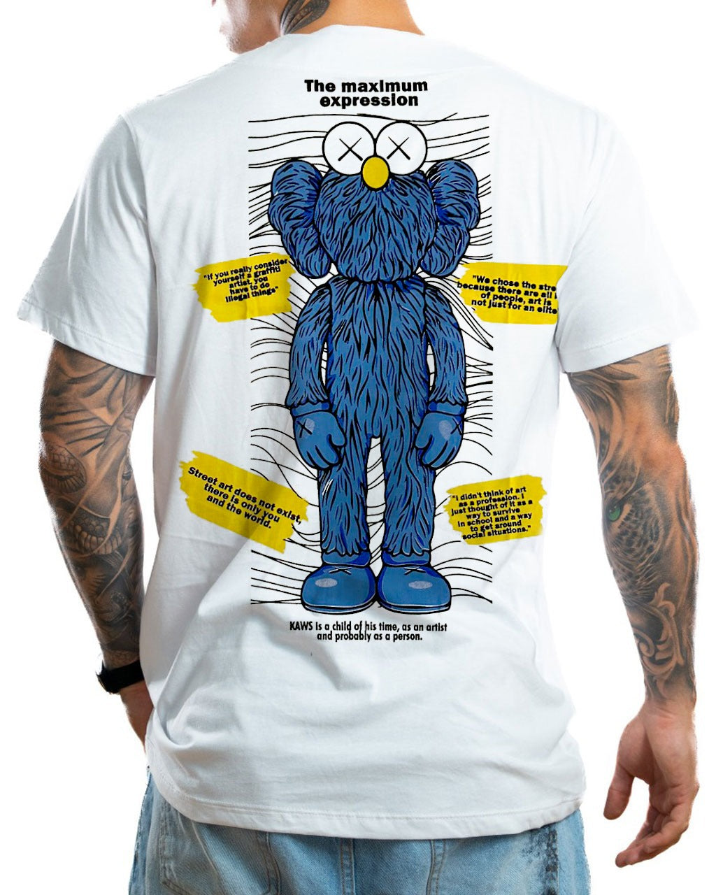 Camiseta Blanca kaws azul