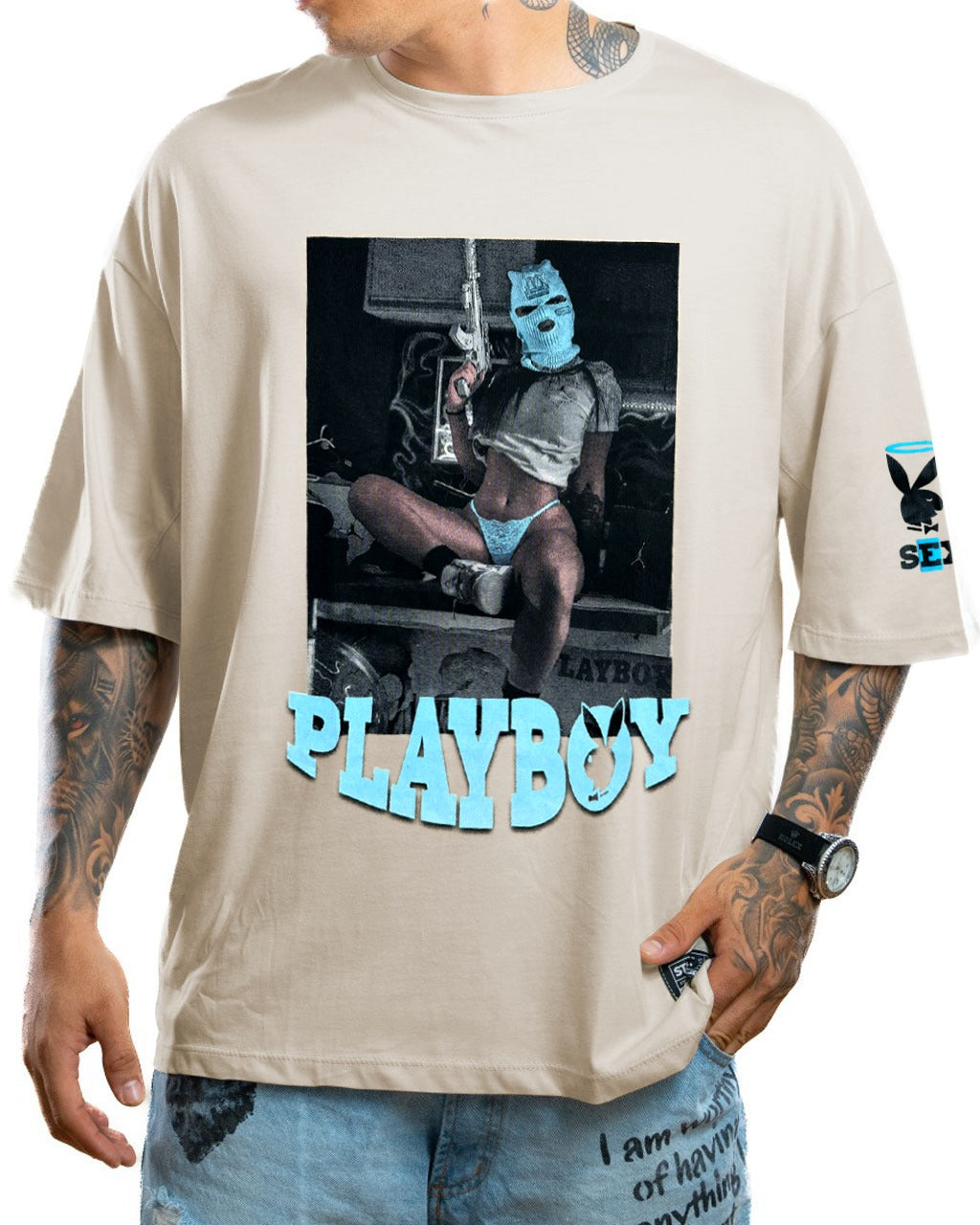 Oversize beige playboy
