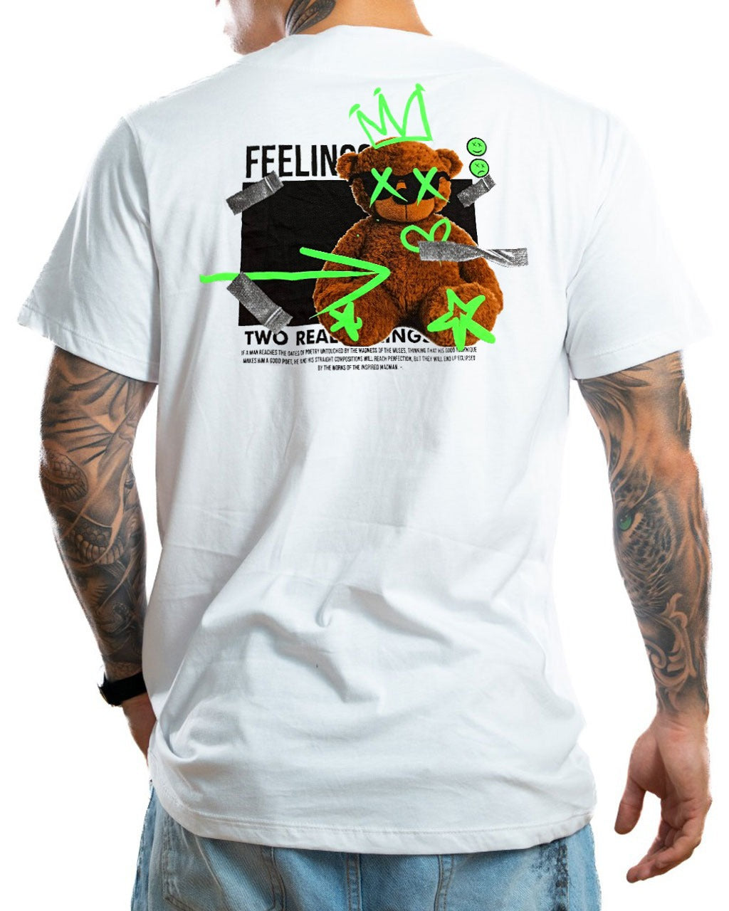 Camiseta blanca oso feelings neon