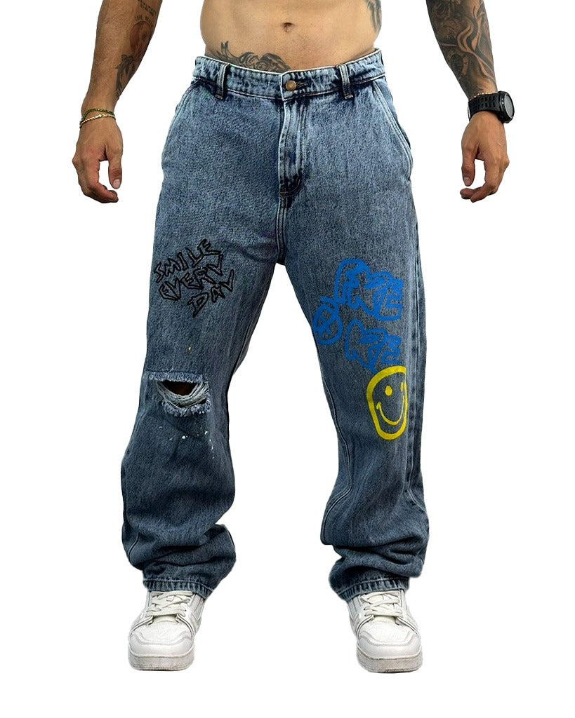 Jean Baggy cara feliz amarilla