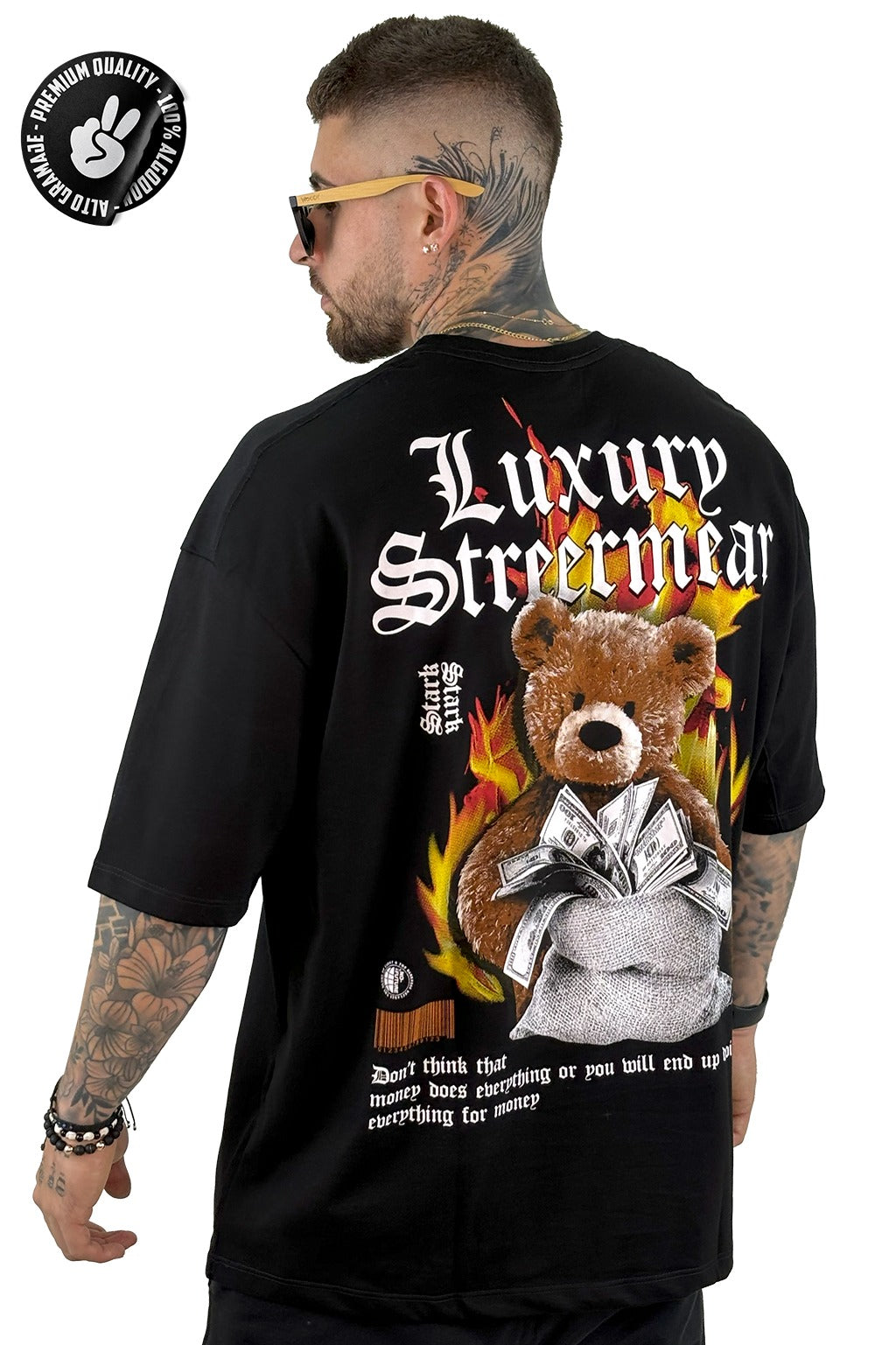 Oversize negra alto gramaje Luxury oso