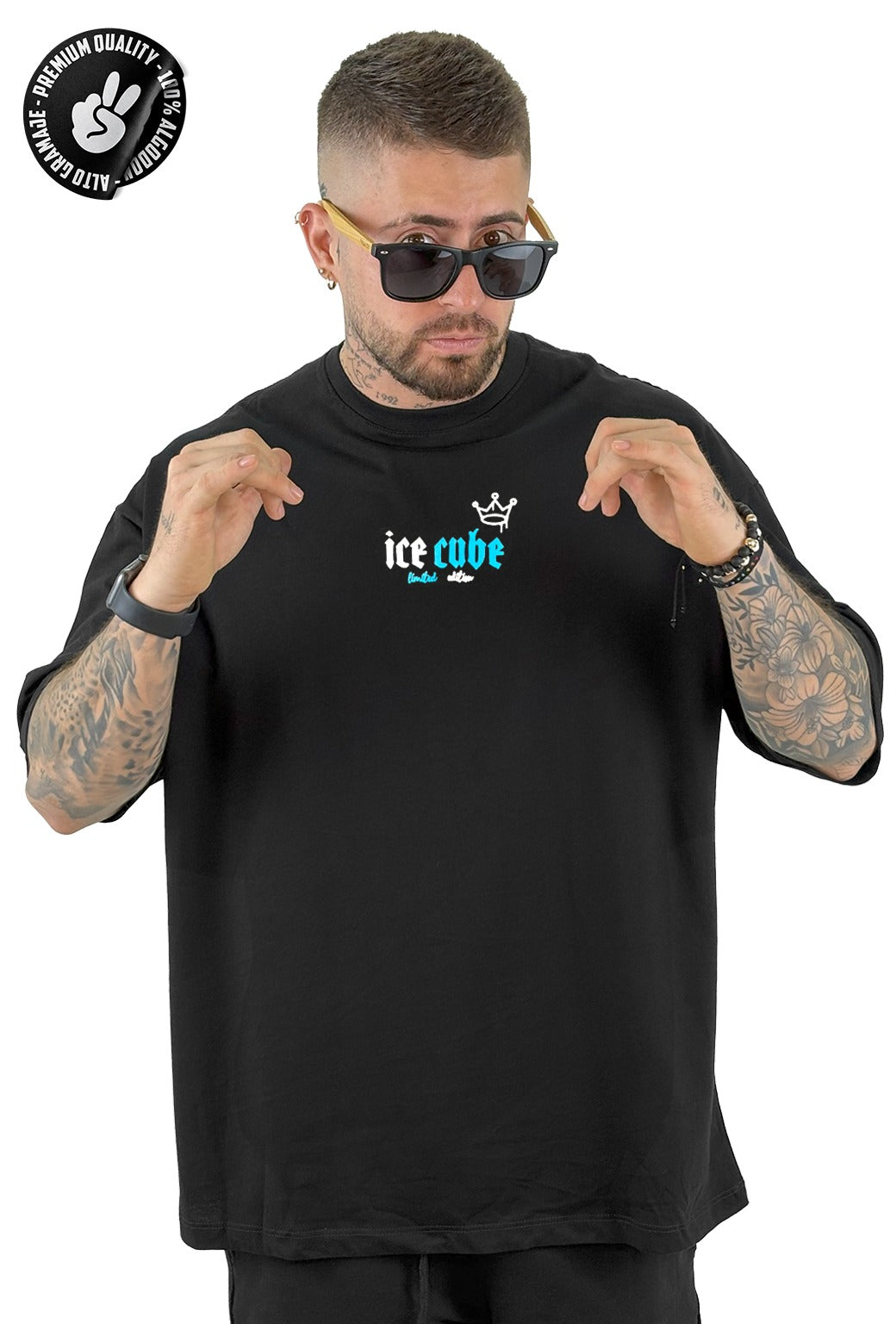 Oversize negra ice cube alto gramaje