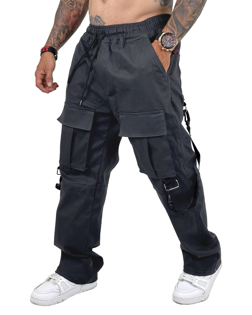 Jogger Gris tiras baggy