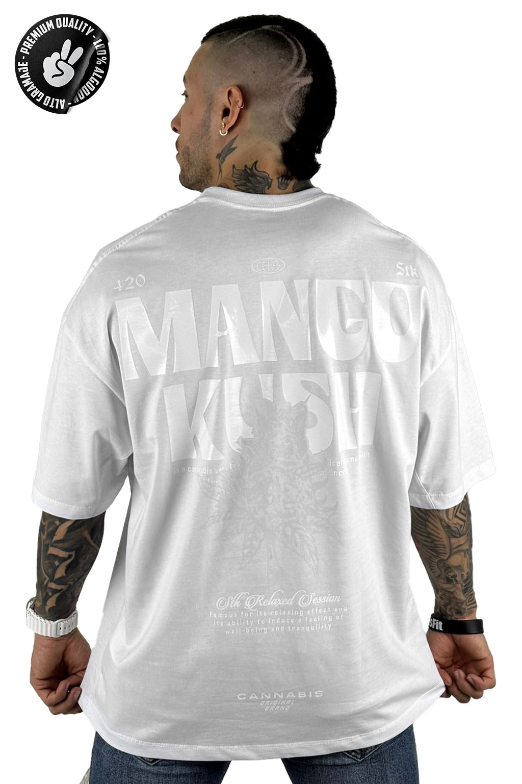 Oversize blanca Kush tono a tono alto gramaje