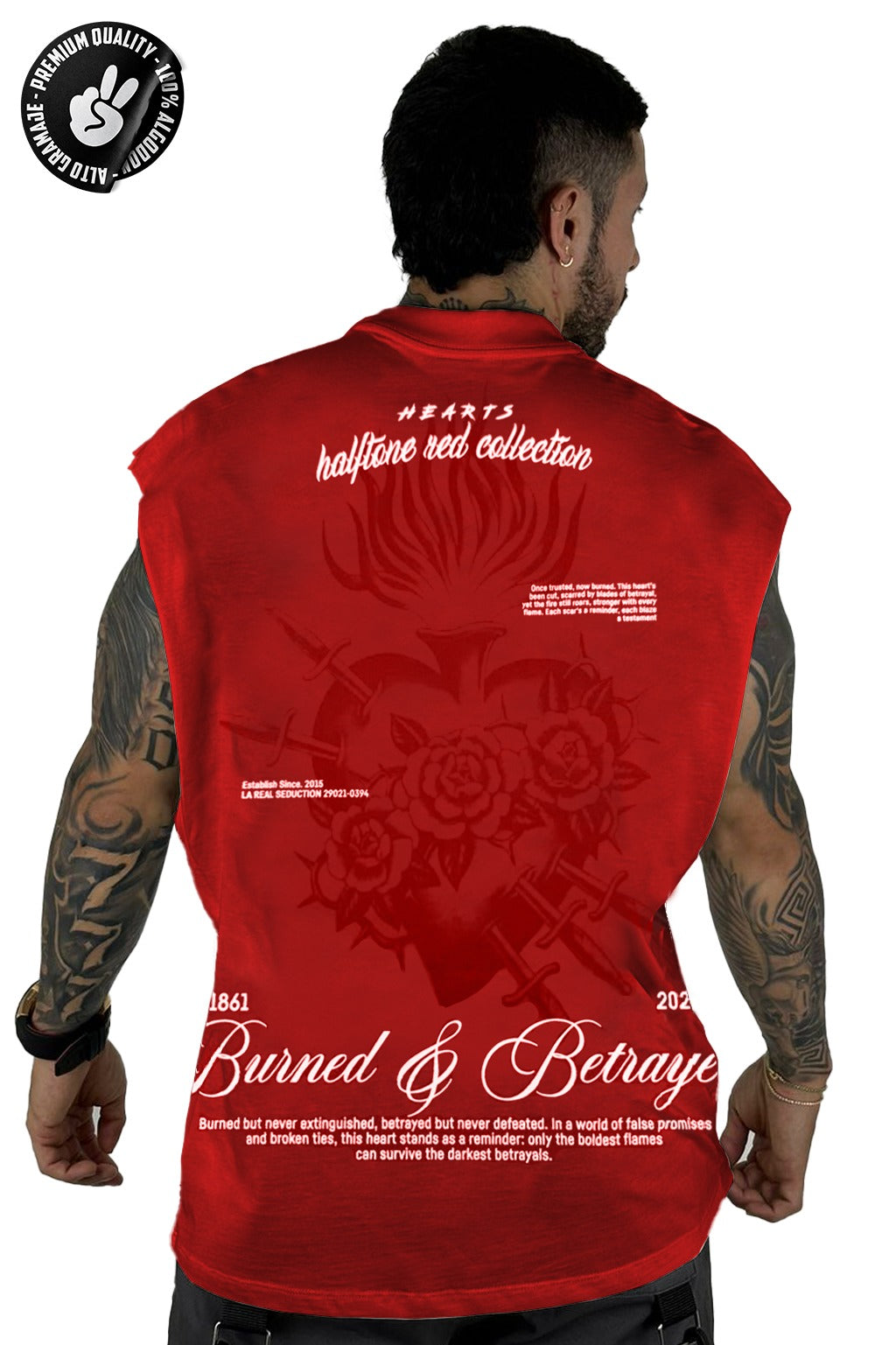 Camisilla rojo burned alto gramaje