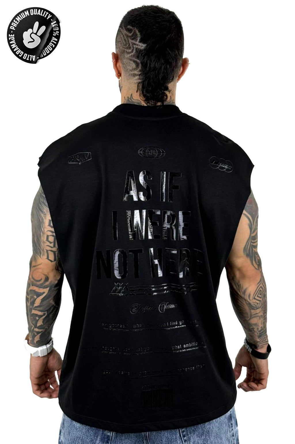 Camisilla negro not here Alto Gramaje