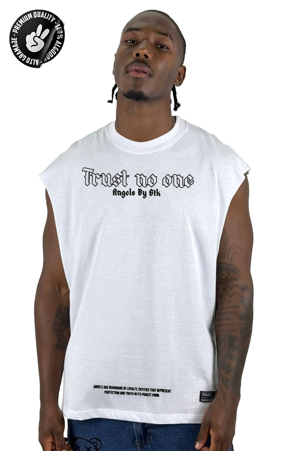 Camisilla Alto Gramaje blanco trust no one