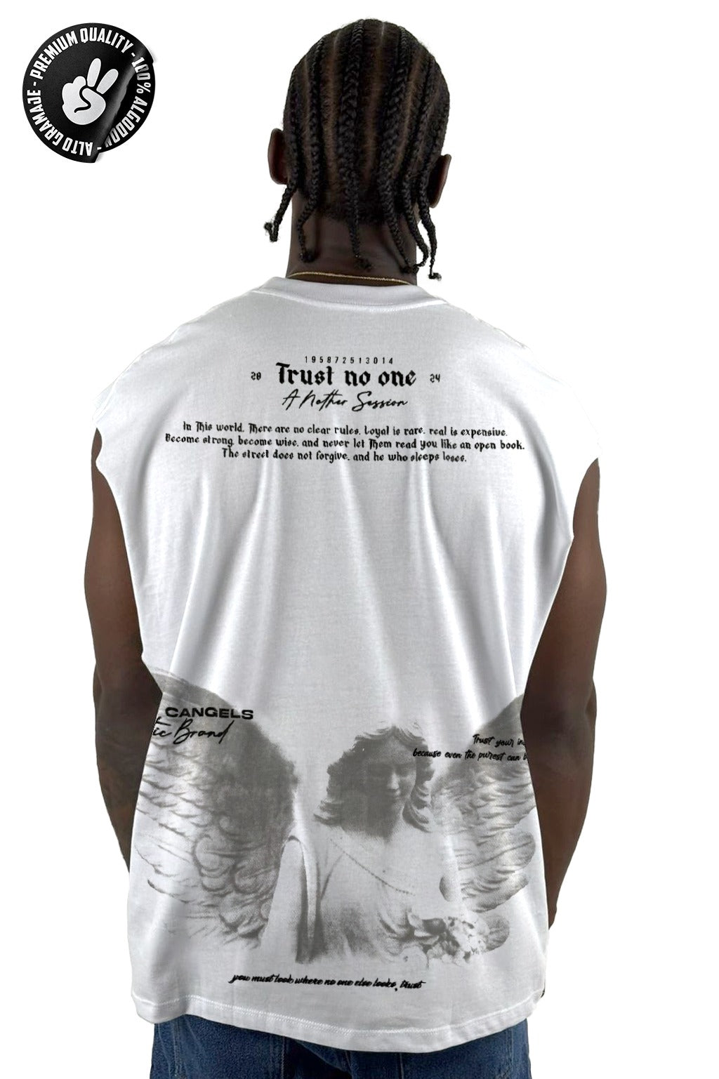 Camisilla Alto Gramaje blanco trust no one