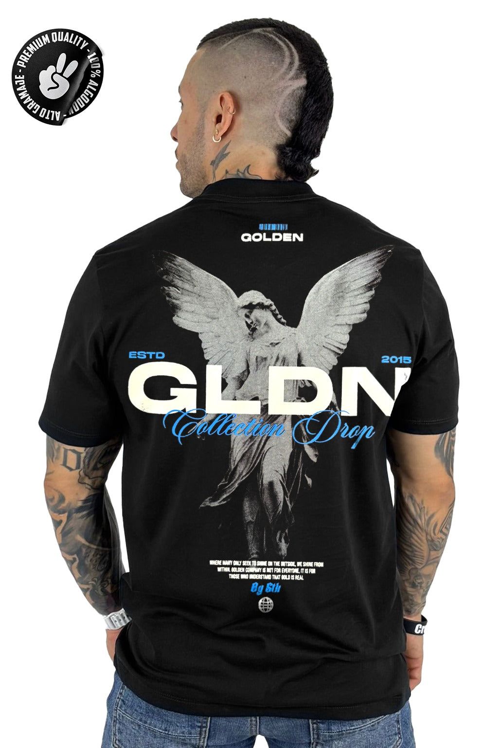 Camiseta negra GLDN alto gramaje
