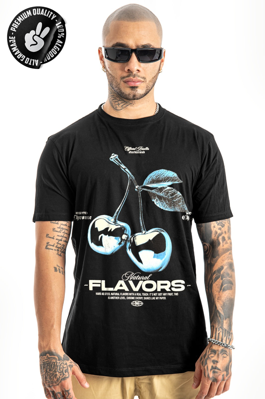 Camiseta negra FLAVORS alto gramaje