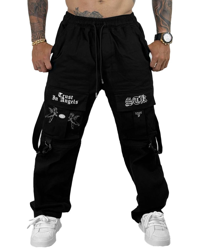 Jogger Negro Tiras Baggy Trust STK
