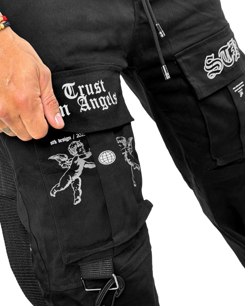 Jogger Negro Tiras Baggy Trust STK