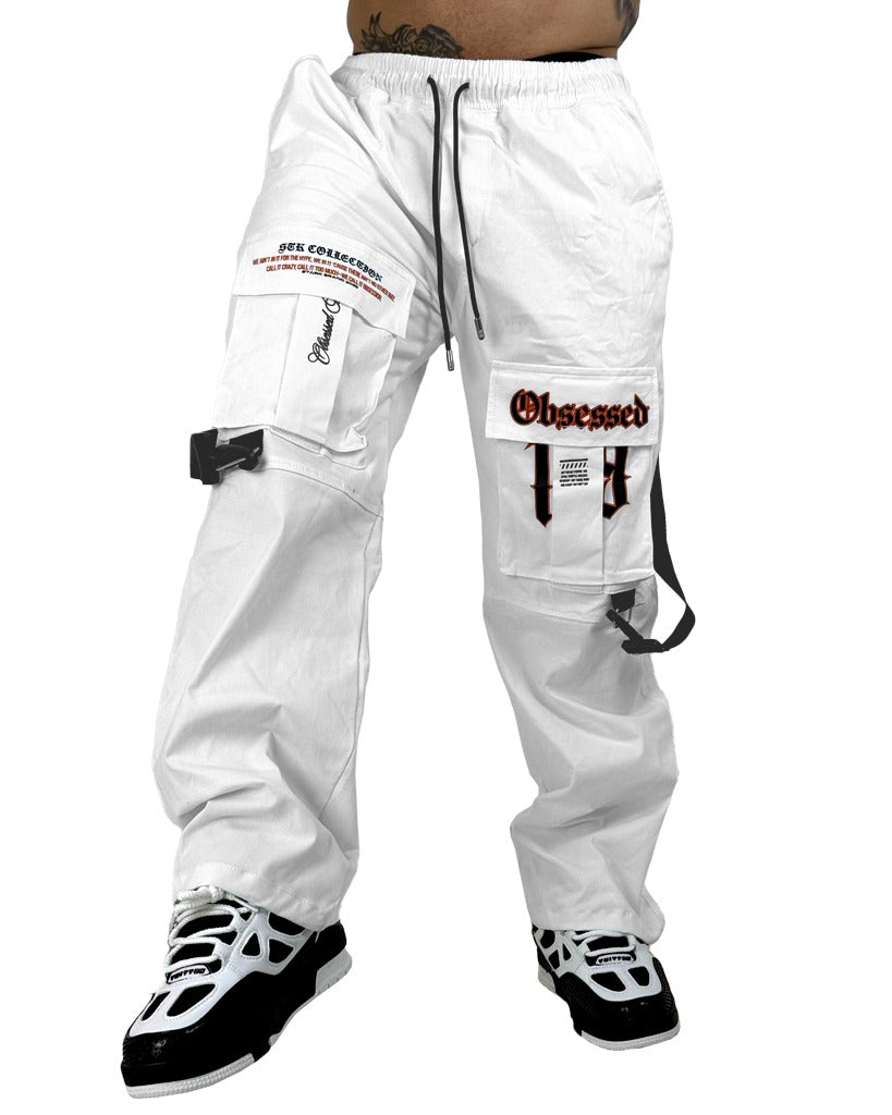 Jogger Blanco Tiras Baggy Obsessed