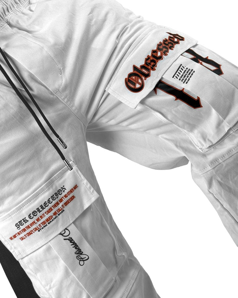 Jogger Blanco Tiras Baggy Obsessed