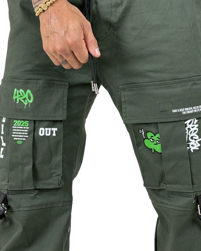Jogger Verde Tiras Baggy 420
