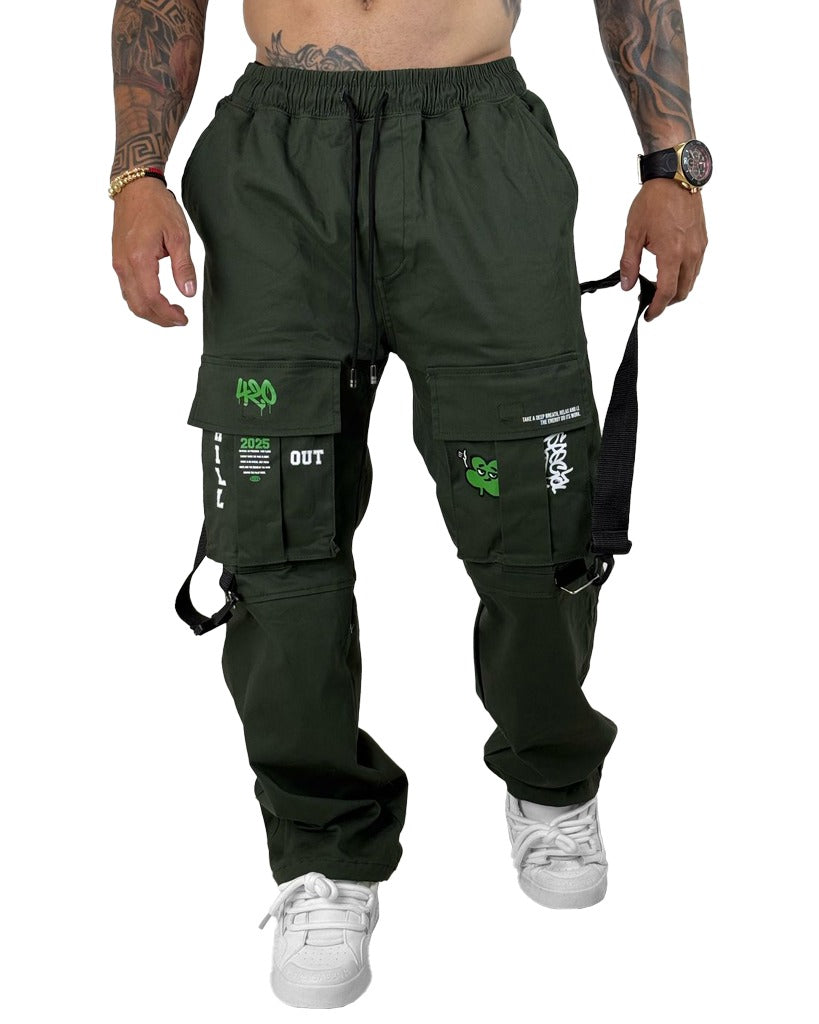 Jogger Verde Tiras Baggy 420
