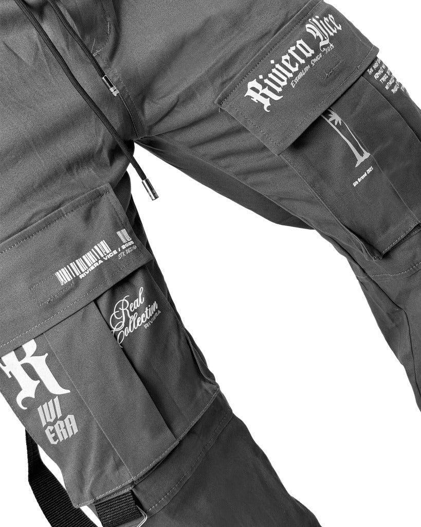 Jogger Gris Tiras Baggy Rivera Nice