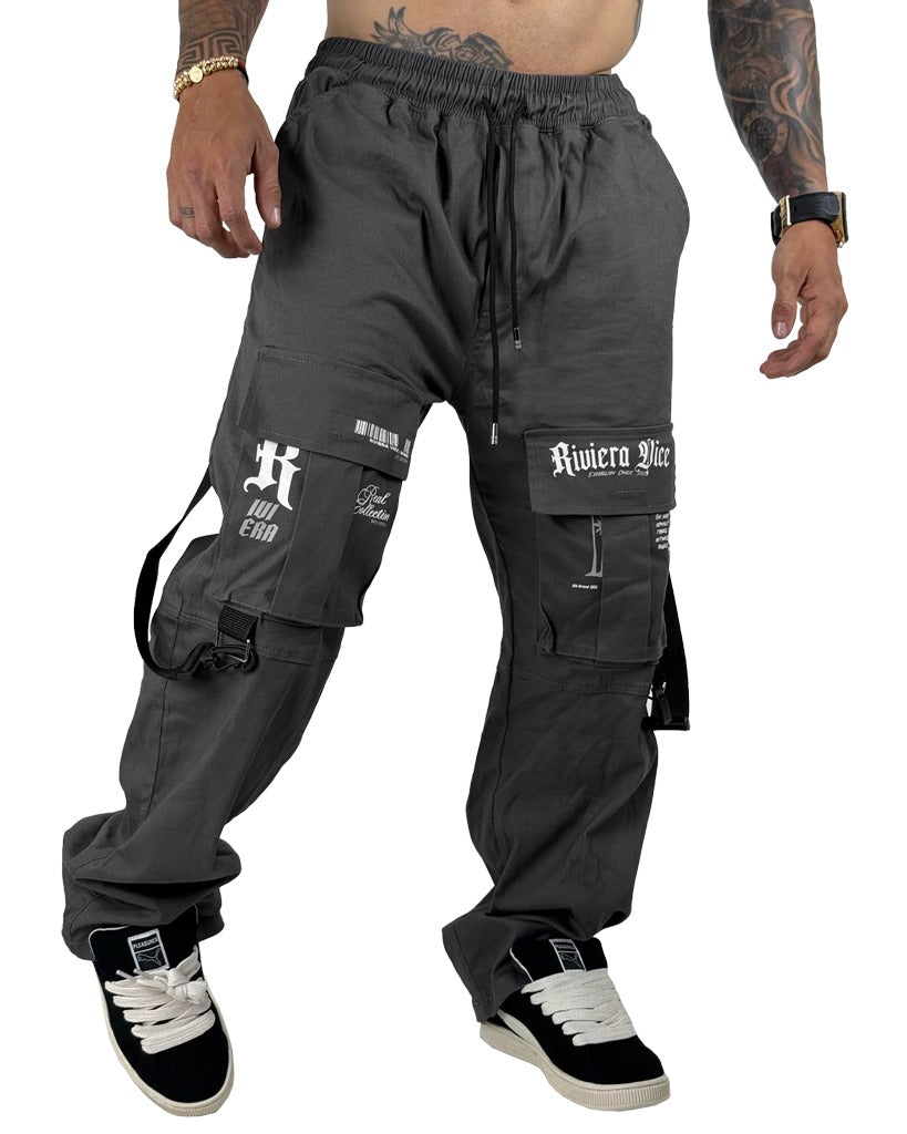 Jogger Gris Tiras Baggy Rivera Nice
