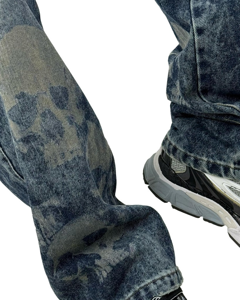 Jean Baggy azul laser calavera