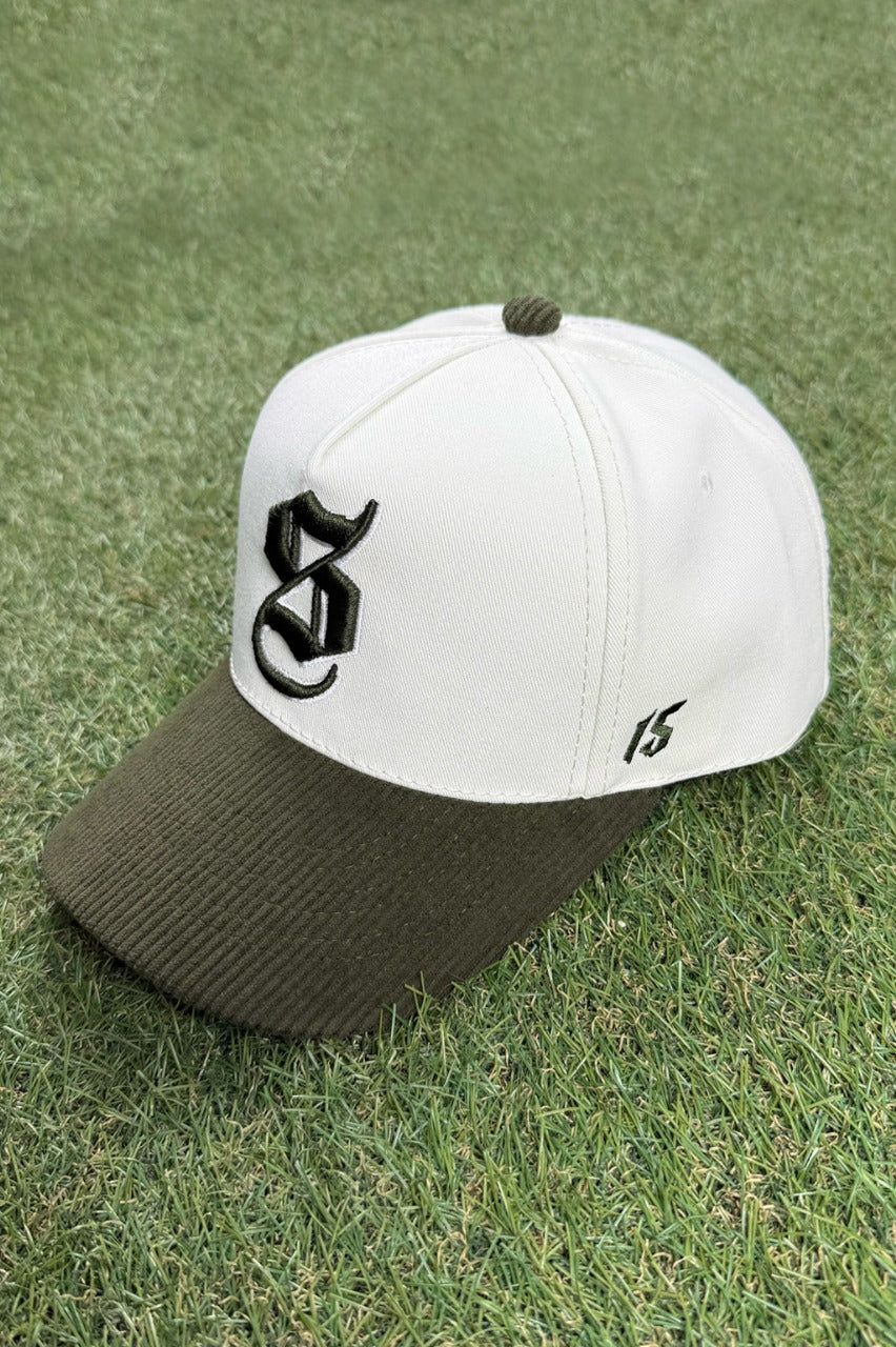 Gorra Pana Verde Militar con Blanco Premium