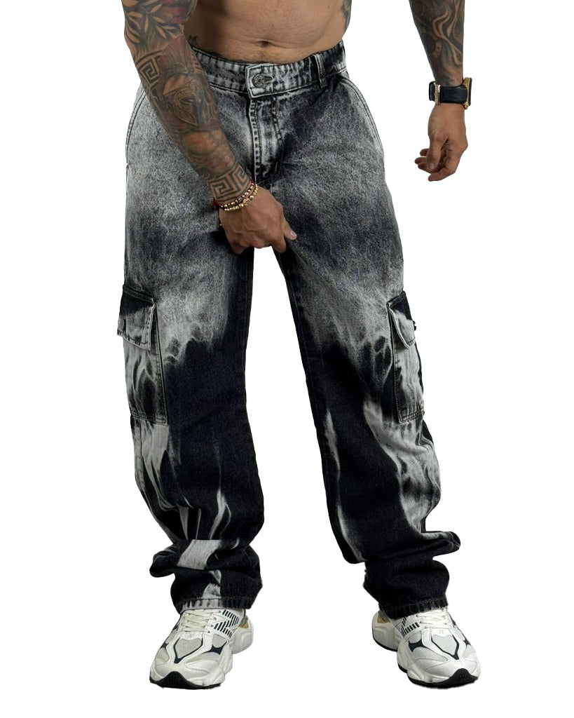 Jean Baggy Negro Cargo Reservas Negras del y atras 005/2