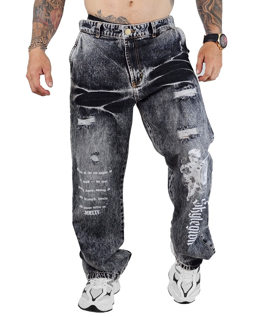 Jean Baggy Negro Bg Stamp Warriors 0014