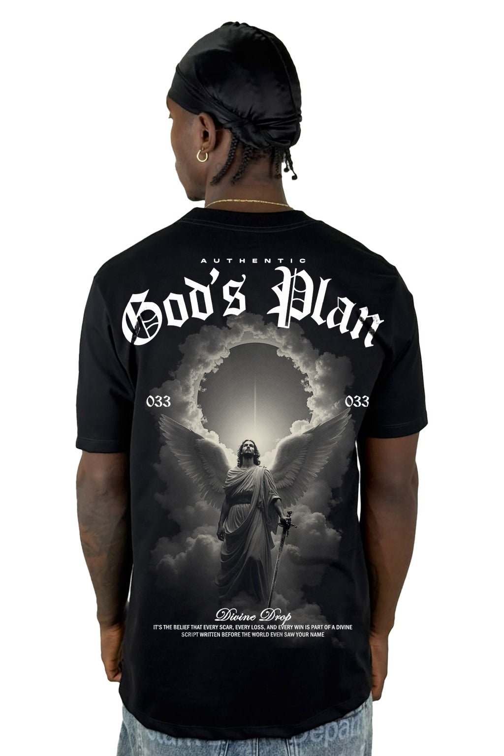 Camiseta Negra Gods PLan alto gramaje