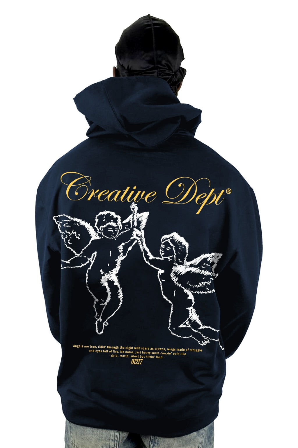 Buzo Capucha azul creative dept