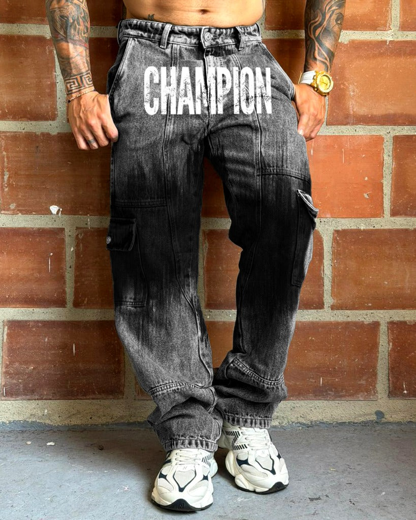 Jean Baggy cortes gris stamp champion cargo