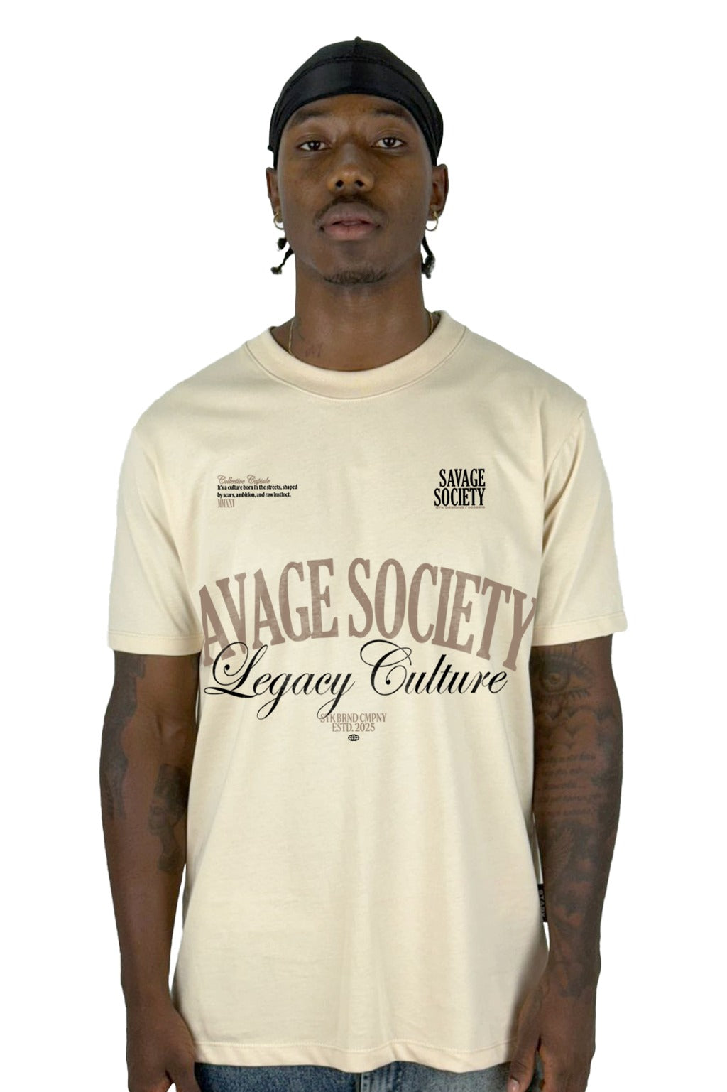 Camiseta Beige Savage Society Alto Gramaje