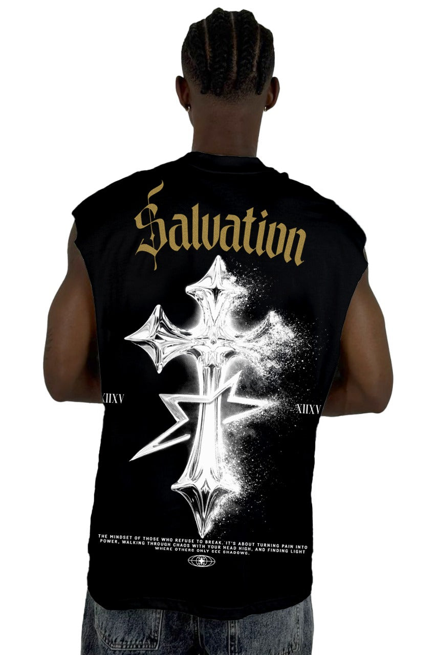 Camisilla Negra Salvation Cruz Alto Gramaje
